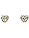 Mini Crystal Heart Stud Earrings with Gold-Tone Finish