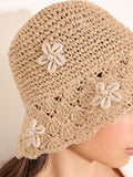 Lipsy natural shell embellished bucket hat (British brand)