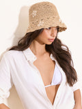 Lipsy natural shell embellished bucket hat (British brand)
