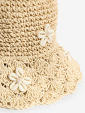 Lipsy natural shell embellished bucket hat (British brand)