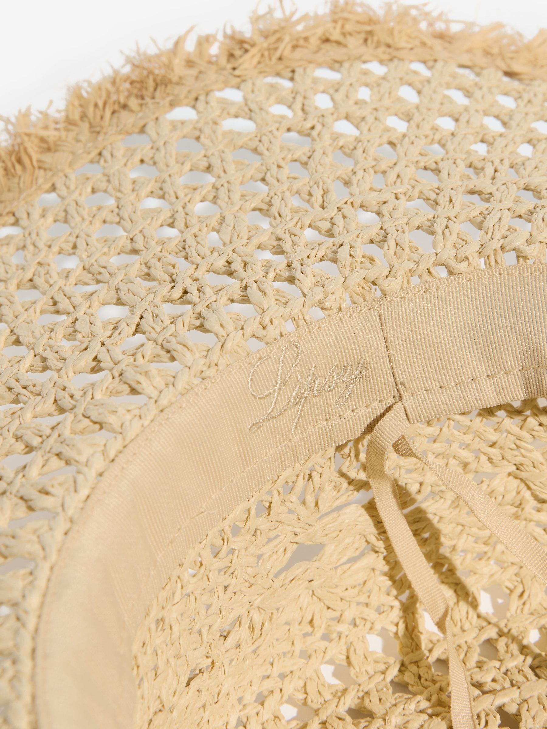 Lipsy natural openwork flower floppy hat, UK version