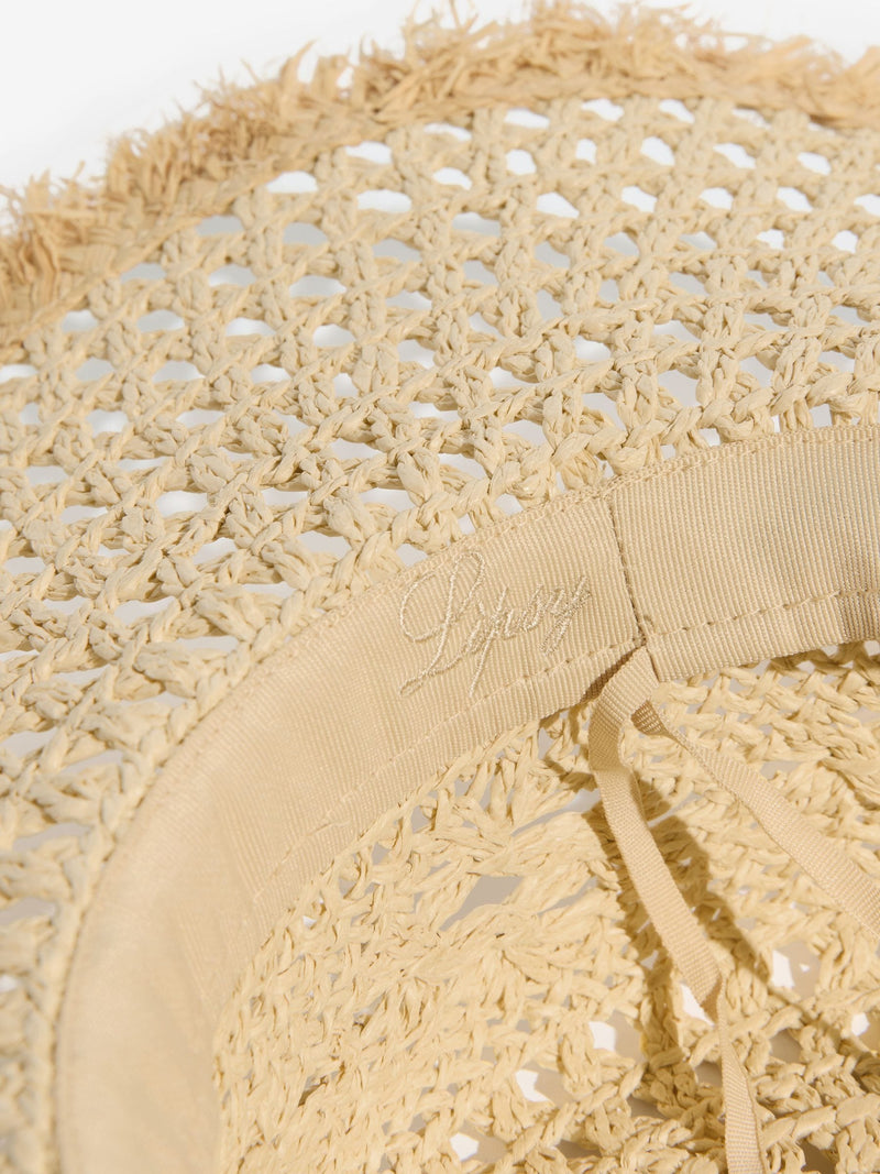Lipsy natural openwork flower floppy hat, UK version