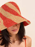 Friends Like These natural orange stripe straw look bucket hat (British brand)