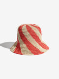 Friends Like These natural orange stripe straw look bucket hat (British brand)