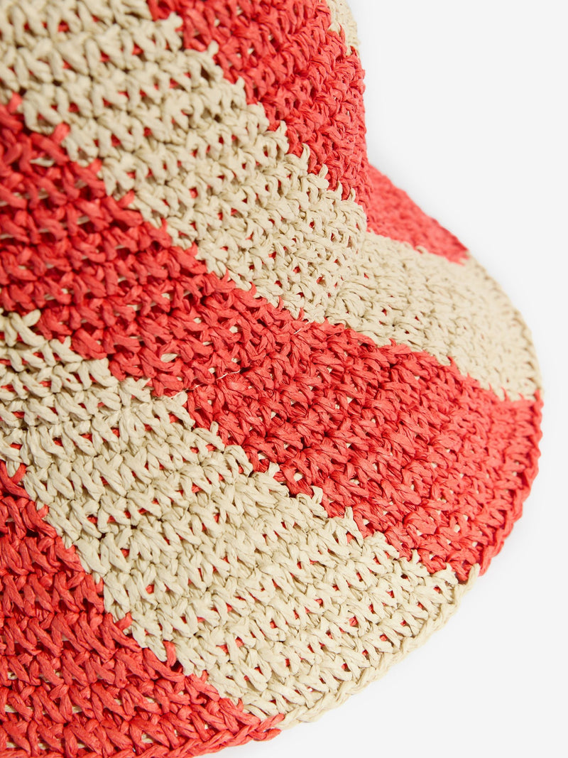 Friends Like These natural orange stripe straw look bucket hat (British brand)