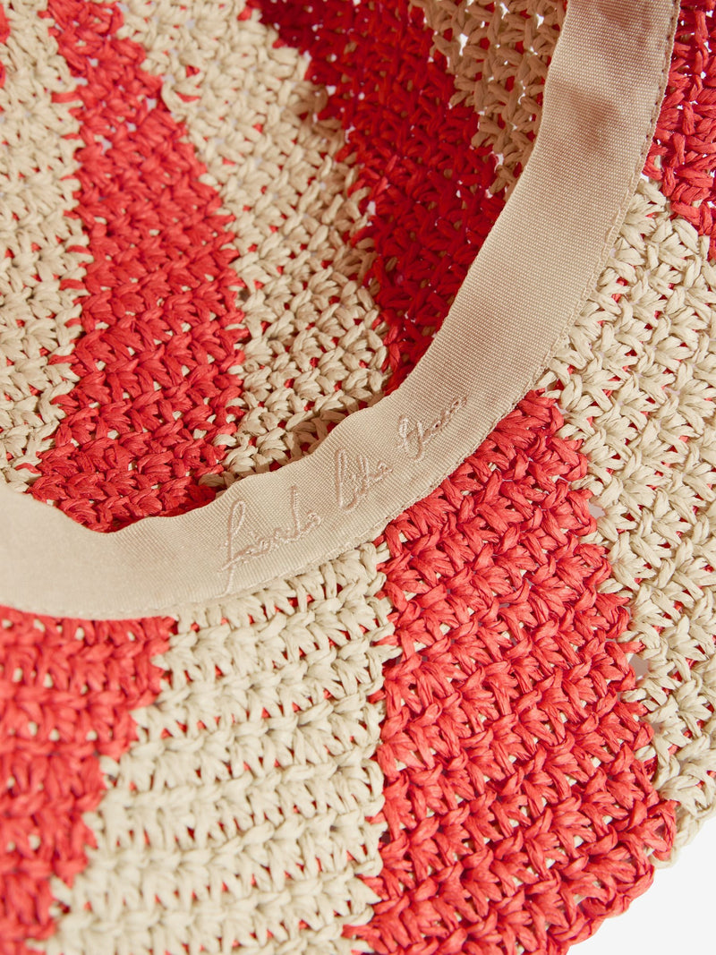 Friends Like These natural orange stripe straw look bucket hat (British brand)