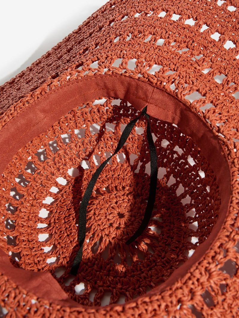Friends Like These orange openwork floppy beach hat (British brand)