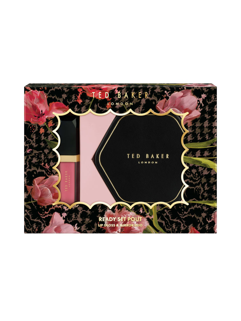 Ted Baker Ready Set Pout Christmas Gift Set lip gloss and mirror duo, imported from the UK