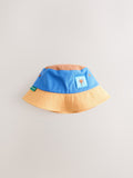 Blue orange colourblock bucket hat for kids - British product