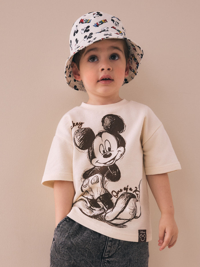 Disney Mickey Mouse all-over-print bucket hat ecru white (British brand)