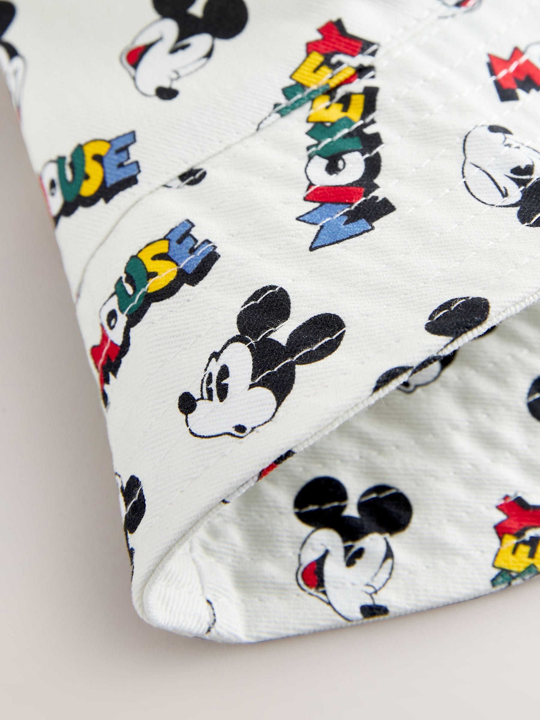 Disney Mickey Mouse all-over-print bucket hat ecru white (British brand)