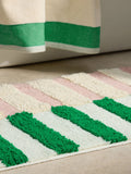 MADE.COM pink green stripe bath mat 50x80cm, imported from the UK