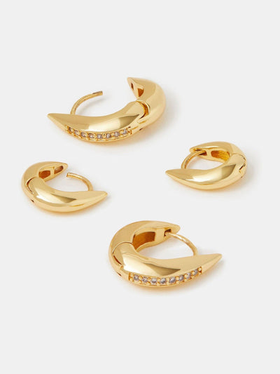 Hook Hoop Ohrringe mit Goldton 14 Karat Vergoldung und Zirkonia, 2 Paar