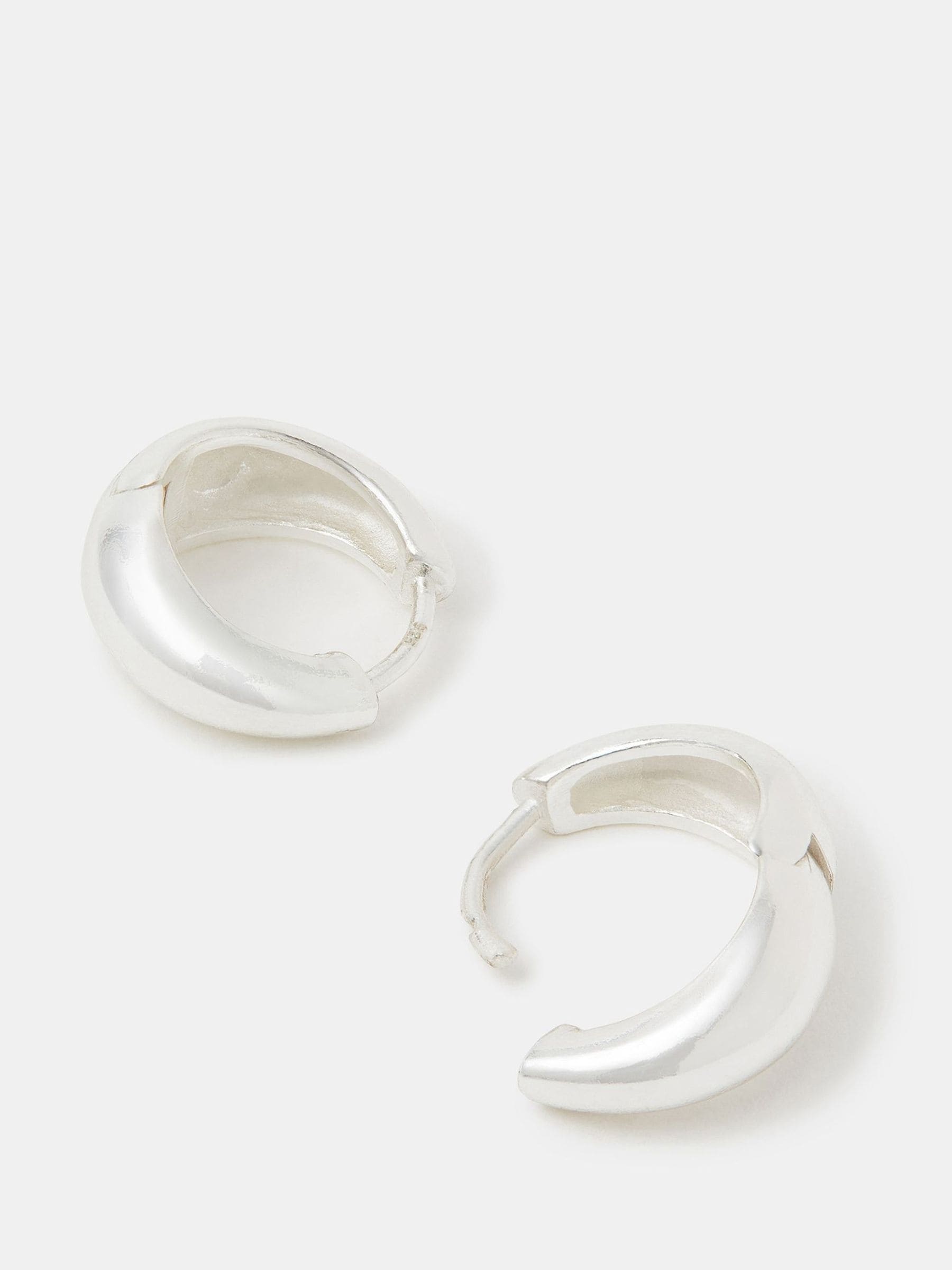 Accessorize Silver Tone Sterling Chunky Hoop Earrings - British product