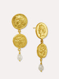 Ottoman Hands gold tone pearl drop earrings - British product