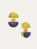 Ottoman Hands Gold Tone Mina Lapis Drop Stud Earrings