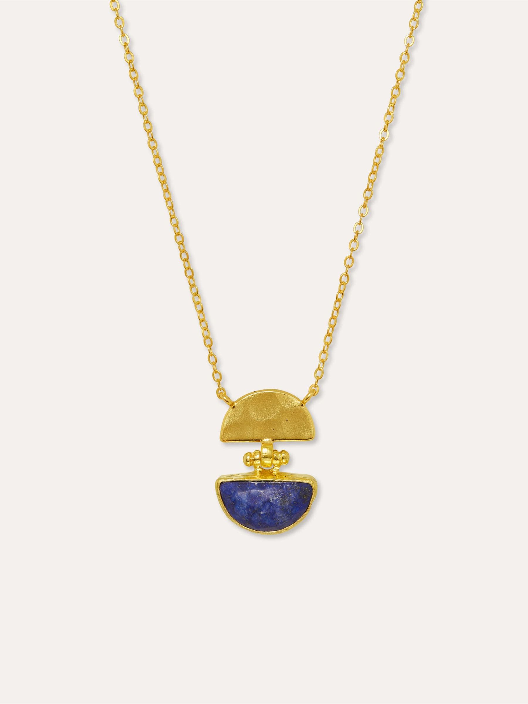 Ottoman Hands Mina Lapis pendant necklace hammered gold lapis gemstone (British brand)