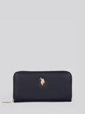 U.S. Polo Assn. black large zip around PU purse, imported from the UK