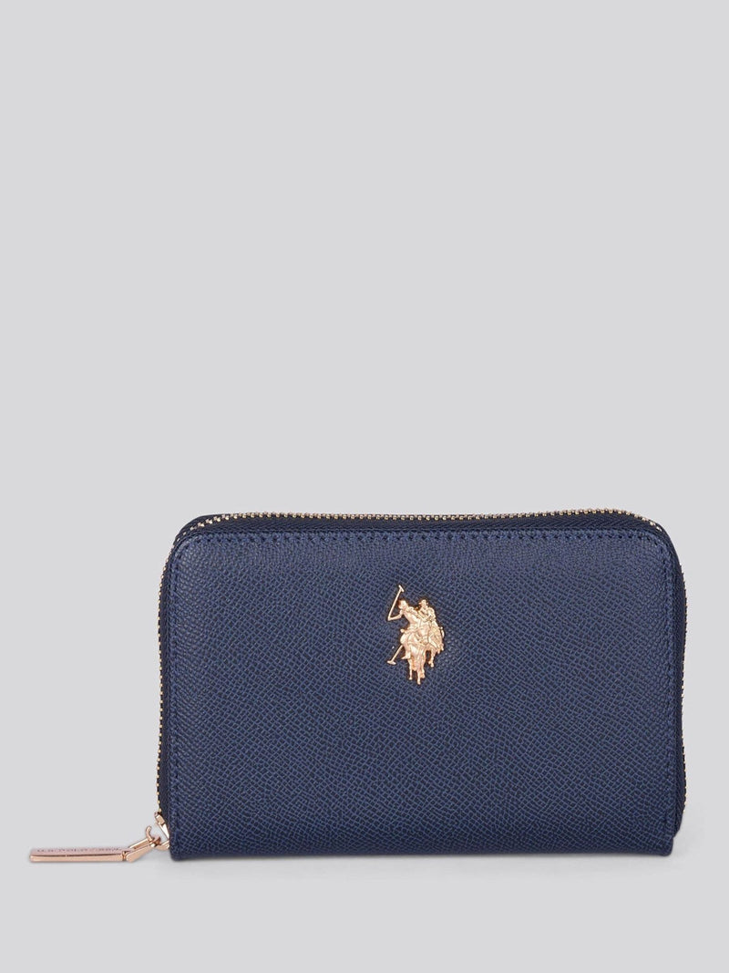 U.S. Polo Assn. blue medium zip PU wallet, UK version