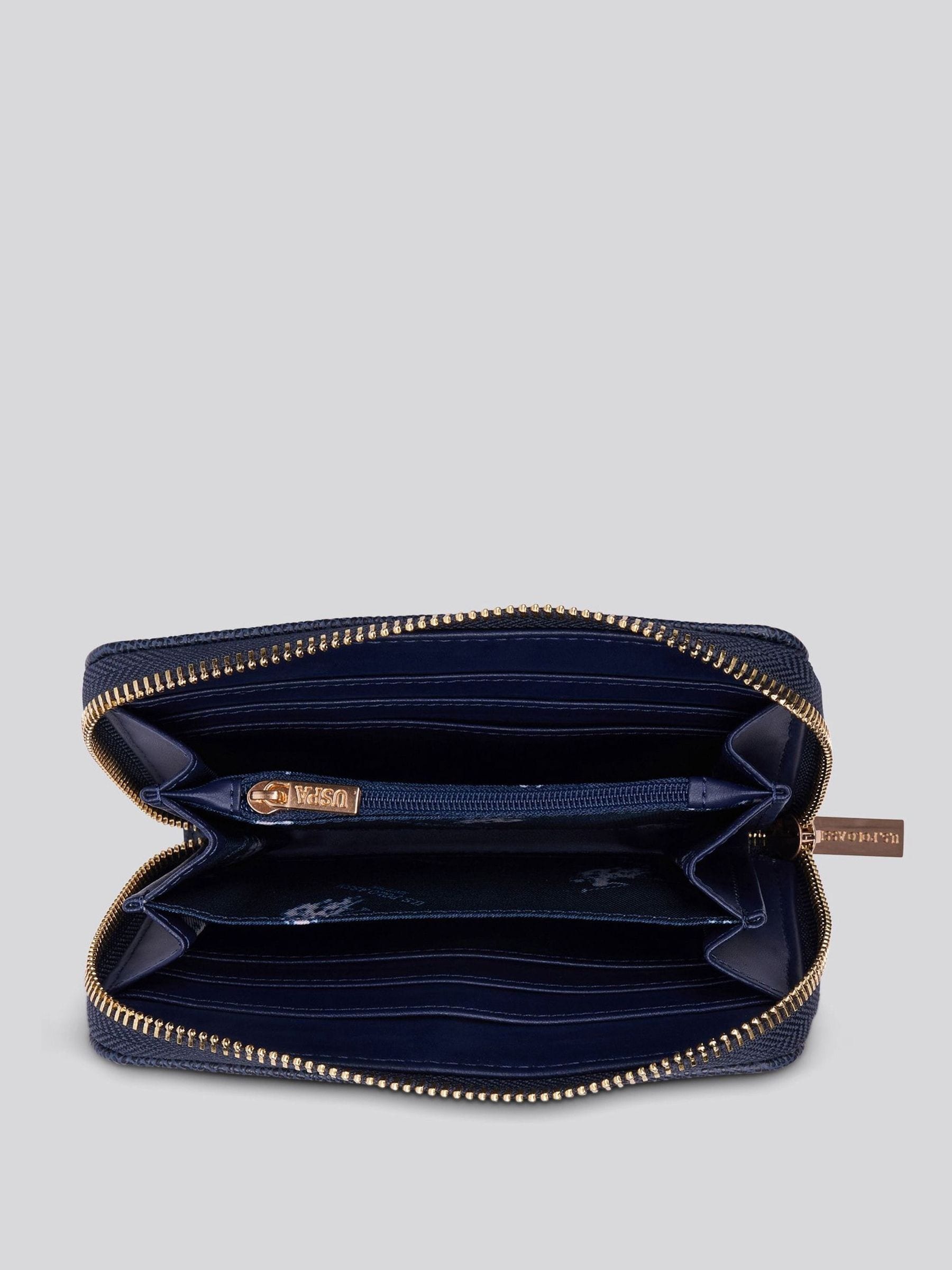 U.S. Polo Assn. blue medium zip PU wallet, UK version