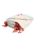 Oliver Bonas blue stripe bows reversible bedspread 220x220cm - British product