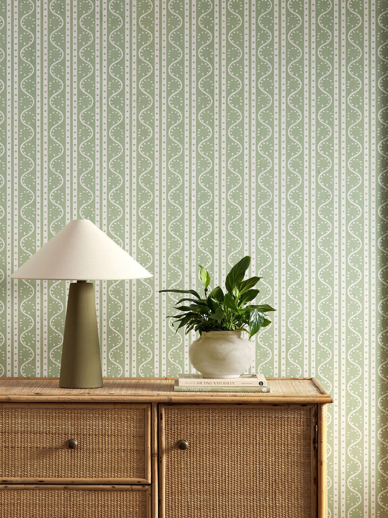 Scion wallpaper green split pea pattern 10m, UK version