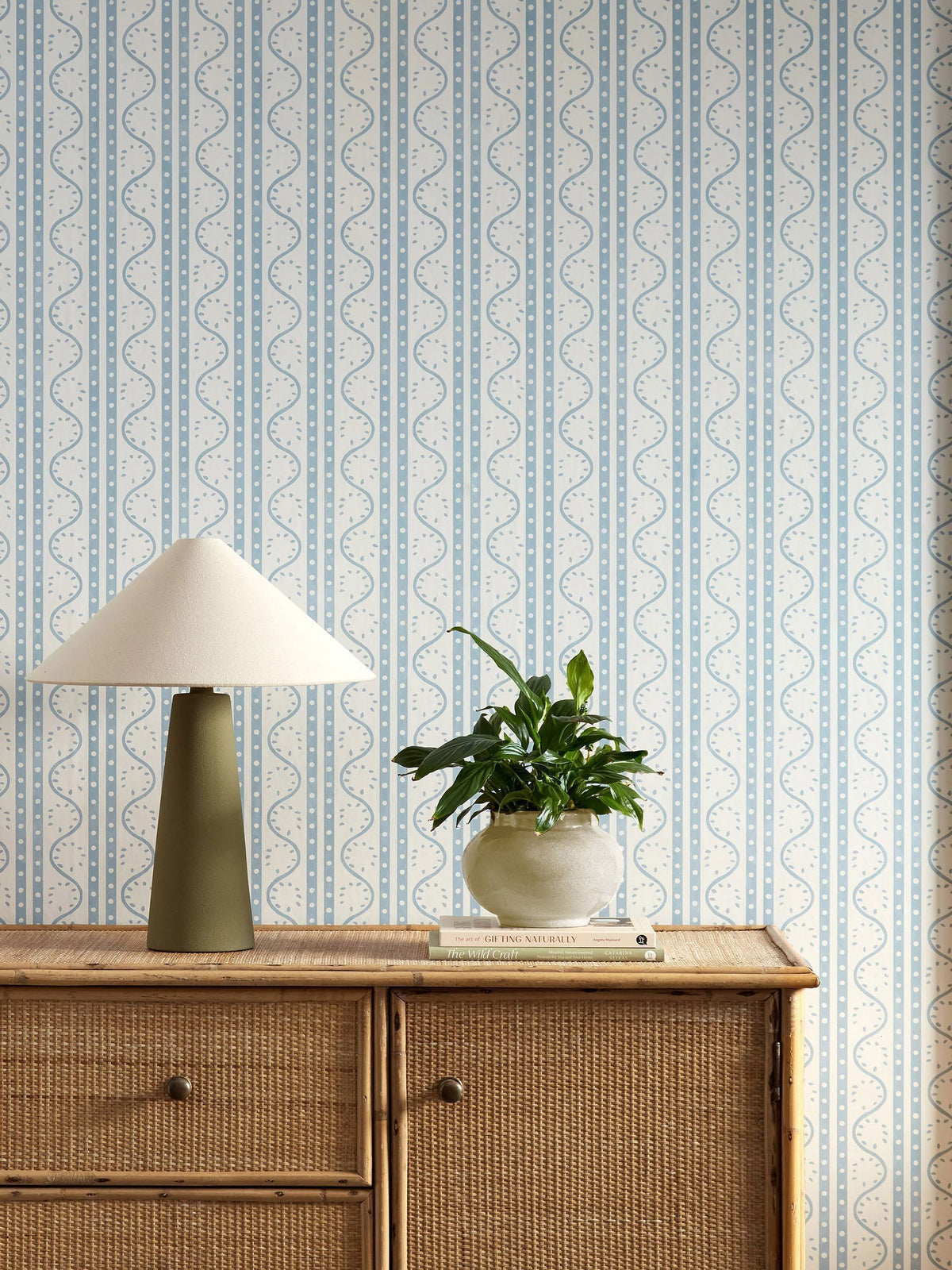 Scion blue split pea wallpaper 10M roll, imported from the UK