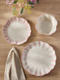Hand painted pink stripe dinner set 12 piece, imported from the UK