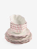 Hand painted pink stripe dinner set 12 piece, imported from the UK