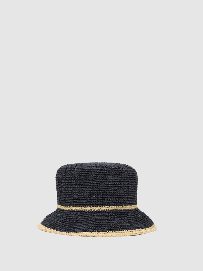 Reiss Edith tipped straw effect bucket hat - British product