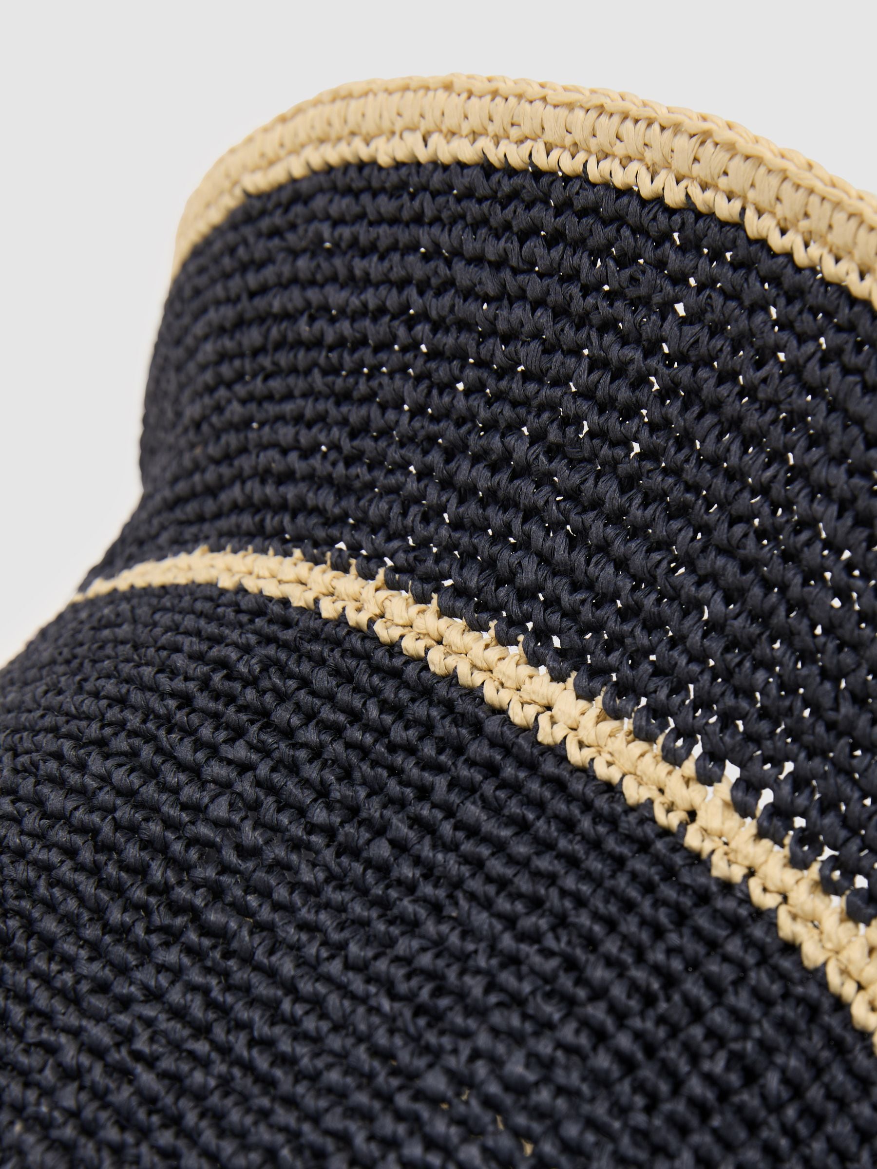Reiss Edith tipped straw effect bucket hat - British product