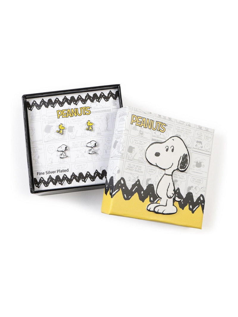 Peers Hardy Snoopy and Woodstock stud earrings in silver tone (British brand)