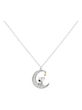 Peers Hardy Snoopy stone set moon necklace silver tone - British product