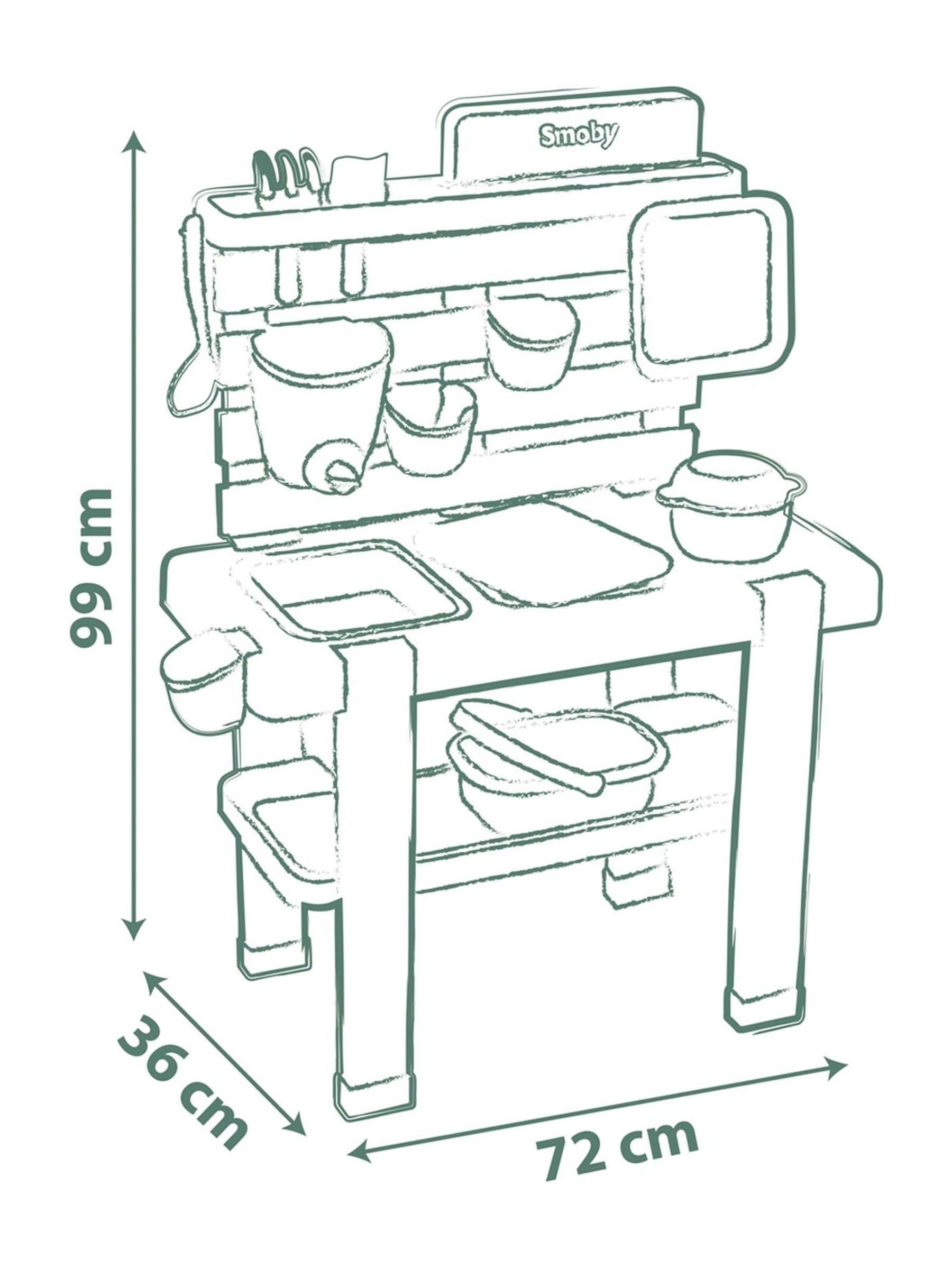 Smoby Green Life mud kitchen with 11 accessories, outdoor toy (British brand)