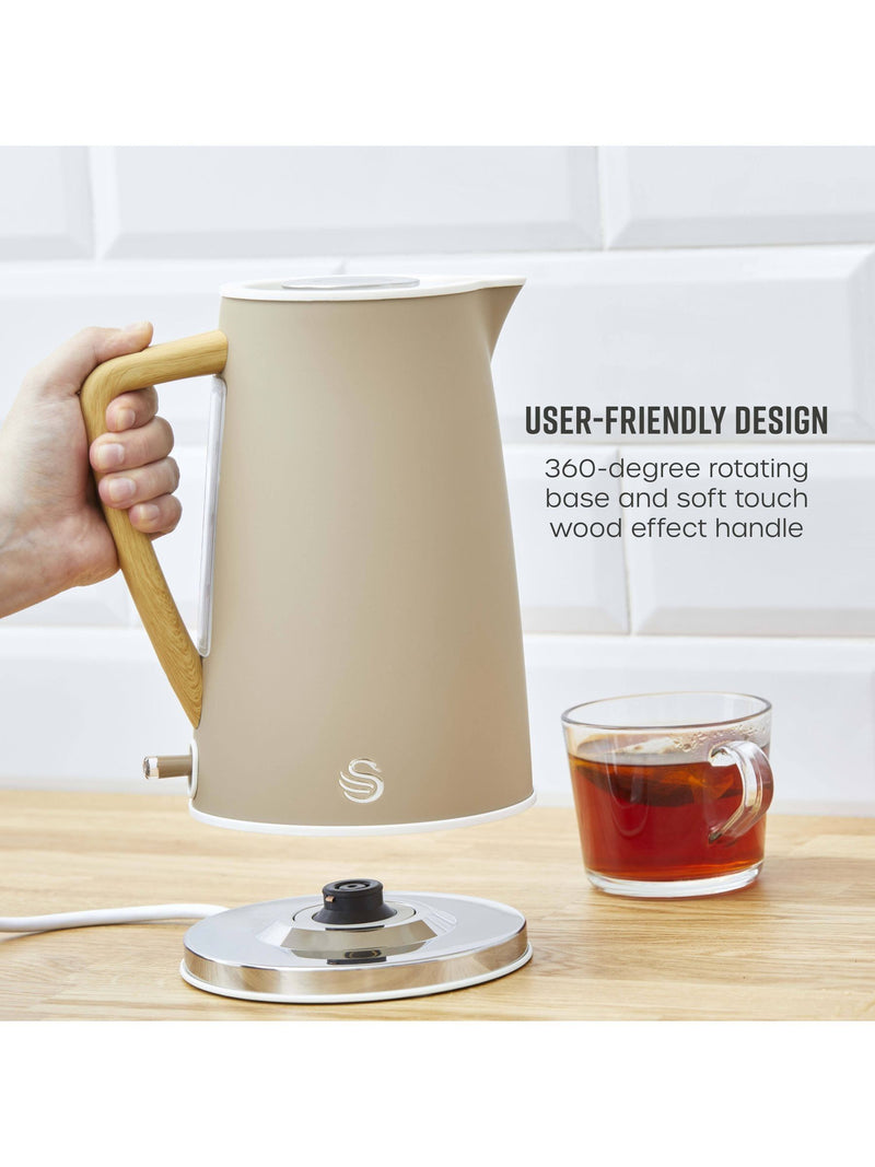 Swan Oatmeal Nordic Cordless Electric Kettle 1.7L (British brand)