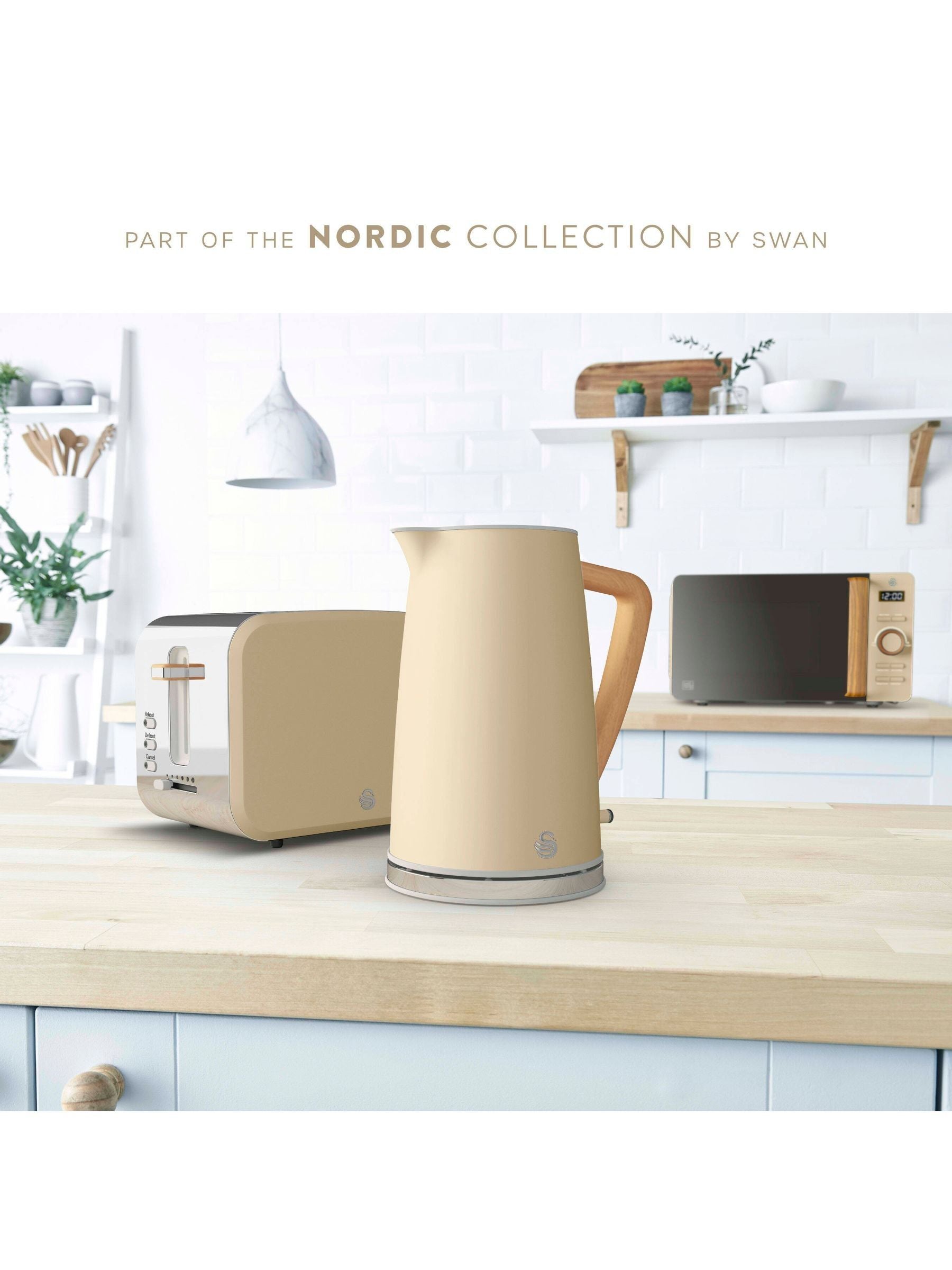 Swan Oatmeal Nordic Cordless Electric Kettle 1.7L (British brand)