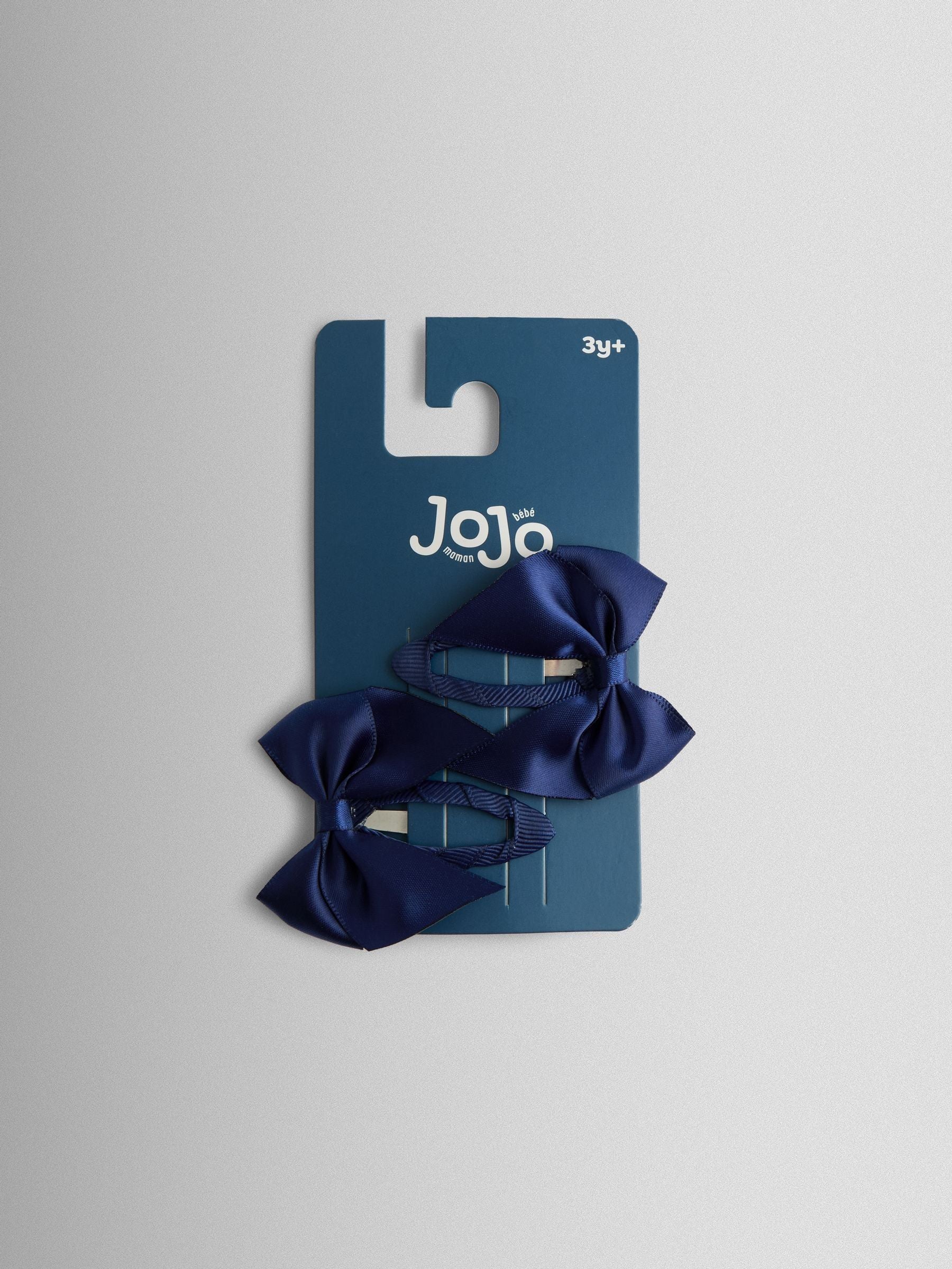 JoJo Maman Bébé navy satin bow clips imported from the UK