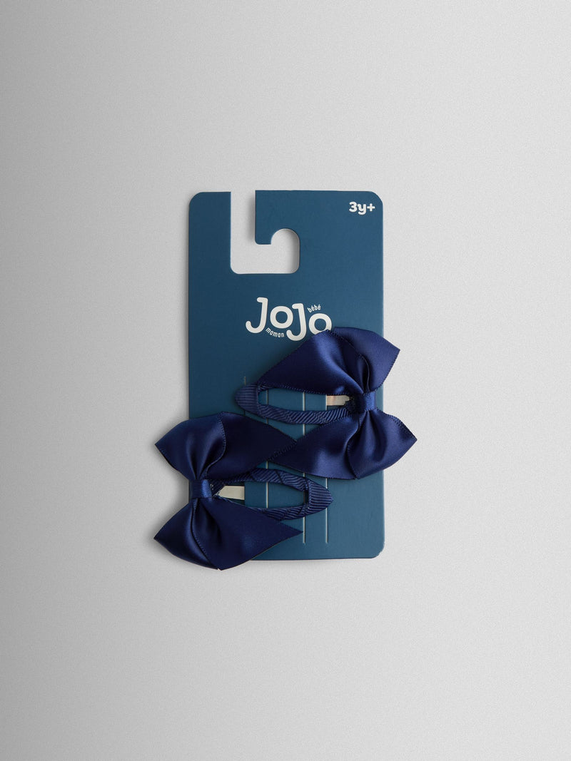 JoJo Maman Bébé navy satin bow clips imported from the UK