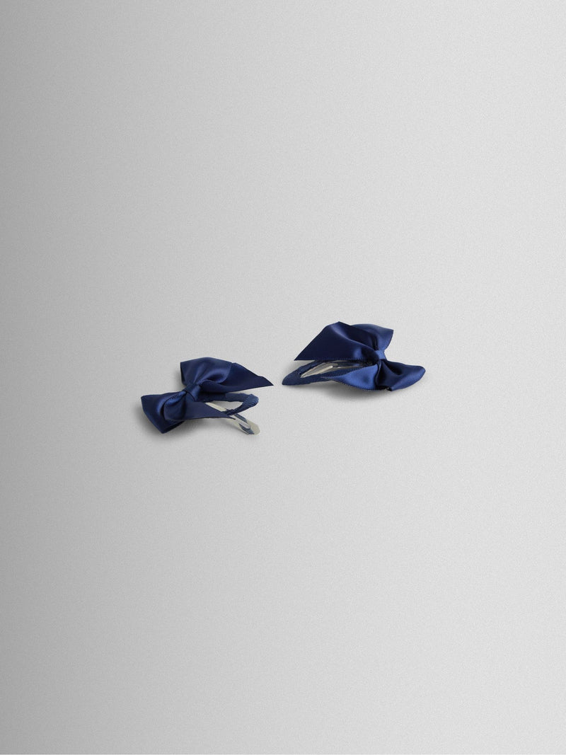 JoJo Maman Bébé navy satin bow clips imported from the UK