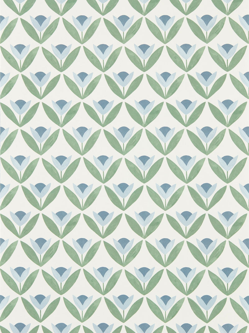Scion Coast Blue Tulip Trellis wallpaper A4, UK version