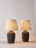 The Set 2 Pack Grey/Ecru Textured Ceramic Large Table Lamps
