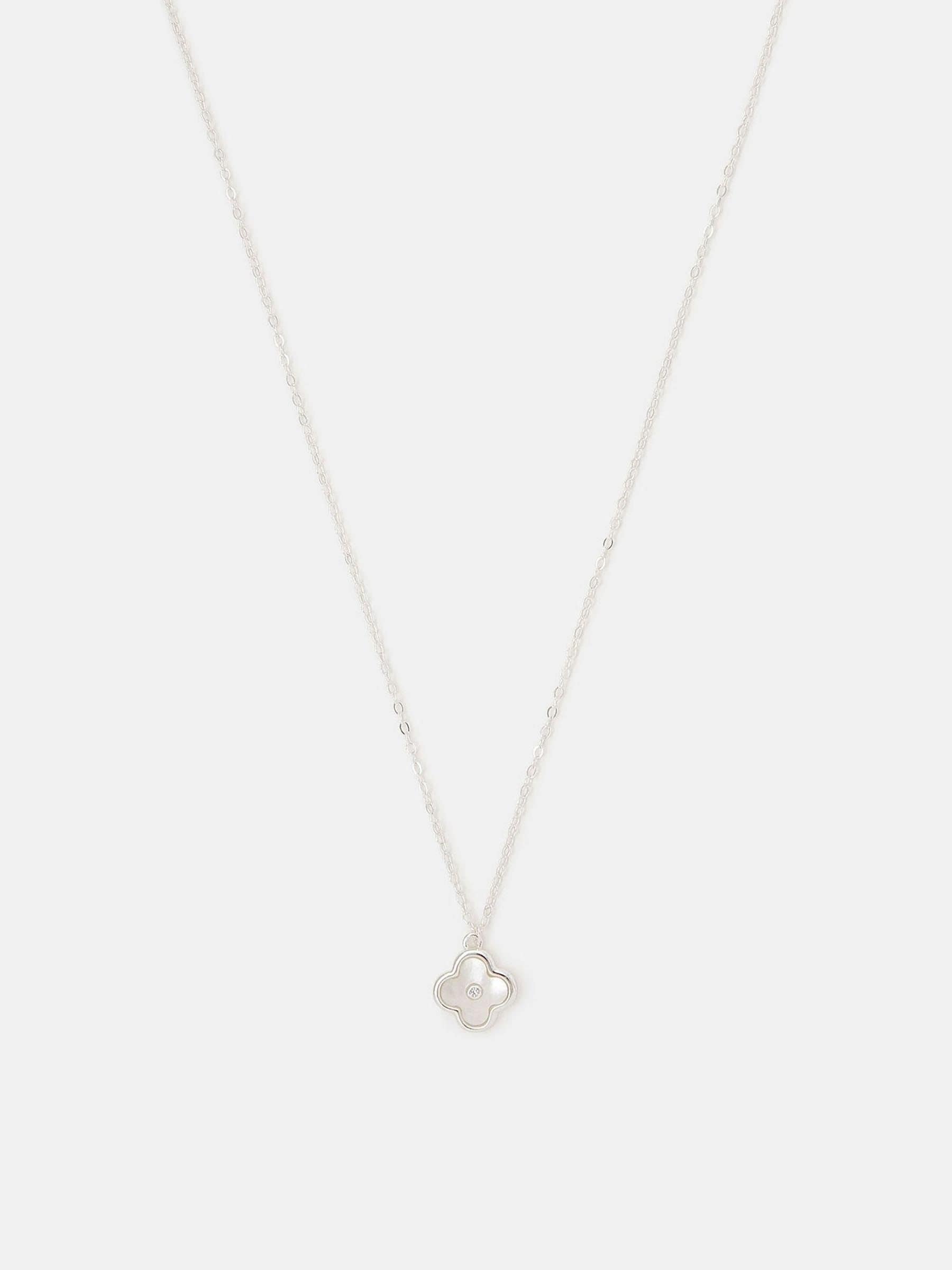 Accessorize sterling silver clover pendant necklace with mother-of-pearl - British product