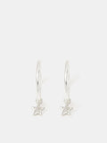 Sterling Silver Star Charm Hoop Earrings with Diamanté