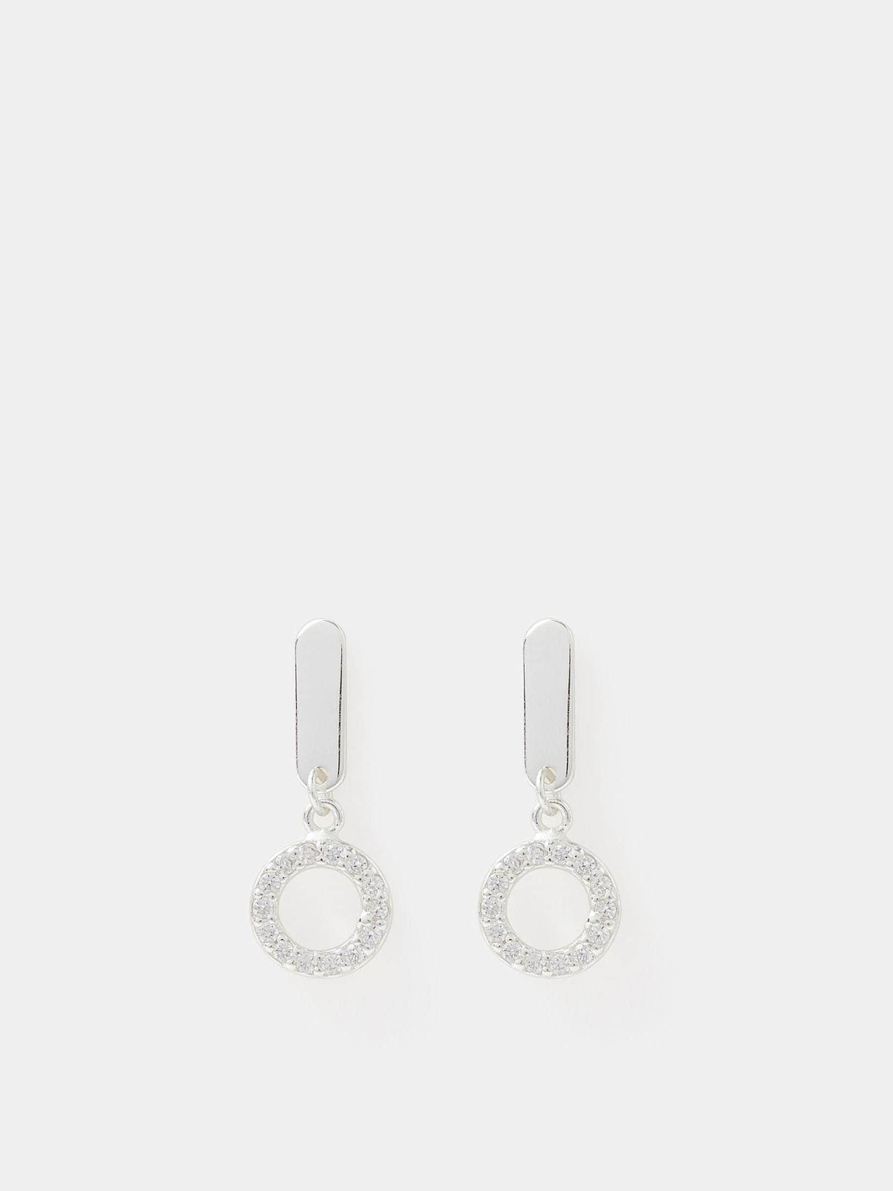 Accessorize silver tone sterling diamanté circle drop earrings - British product