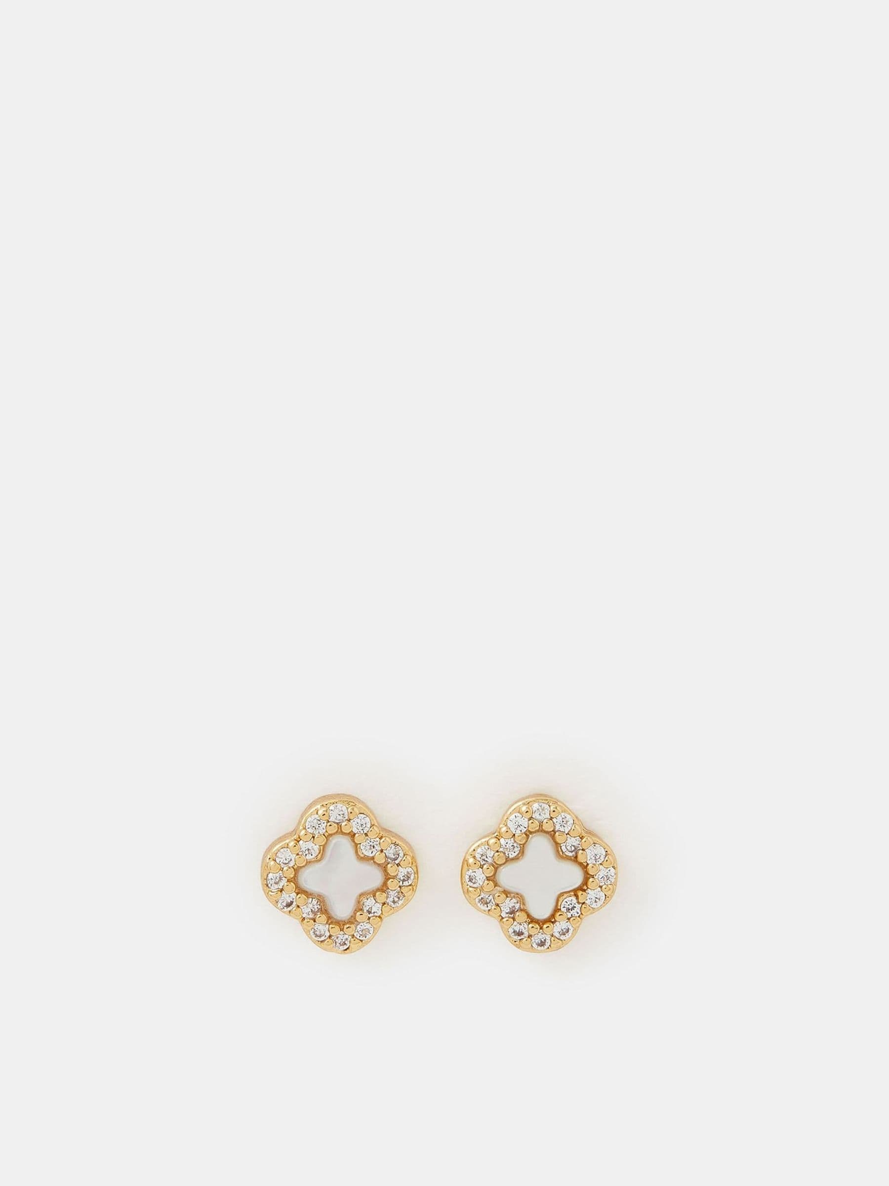 Accessorize gold tone mother of pearl clover stud earrings - British product