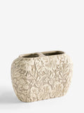 Cream floral ceramic toothbrush tidy 11cm, imported from the UK