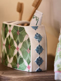 Green tile soap dispenser ceramic 11cm tall, imported from the UK