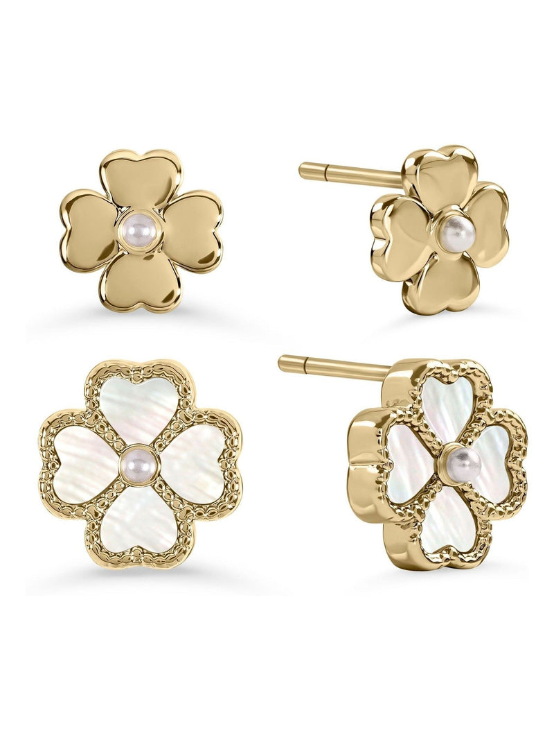 Radley Gold Mother Of Pearl Heart Flower Twinpack Earrings
