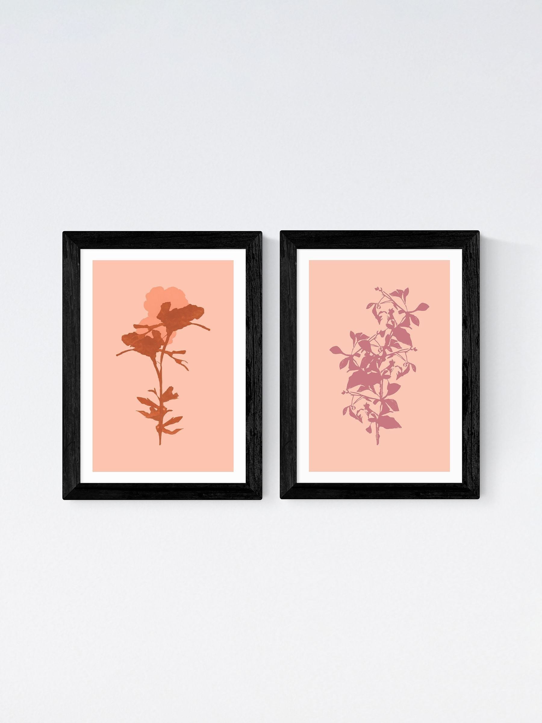Cartissi black floral silhouette wall art prints set of 2 - British product
