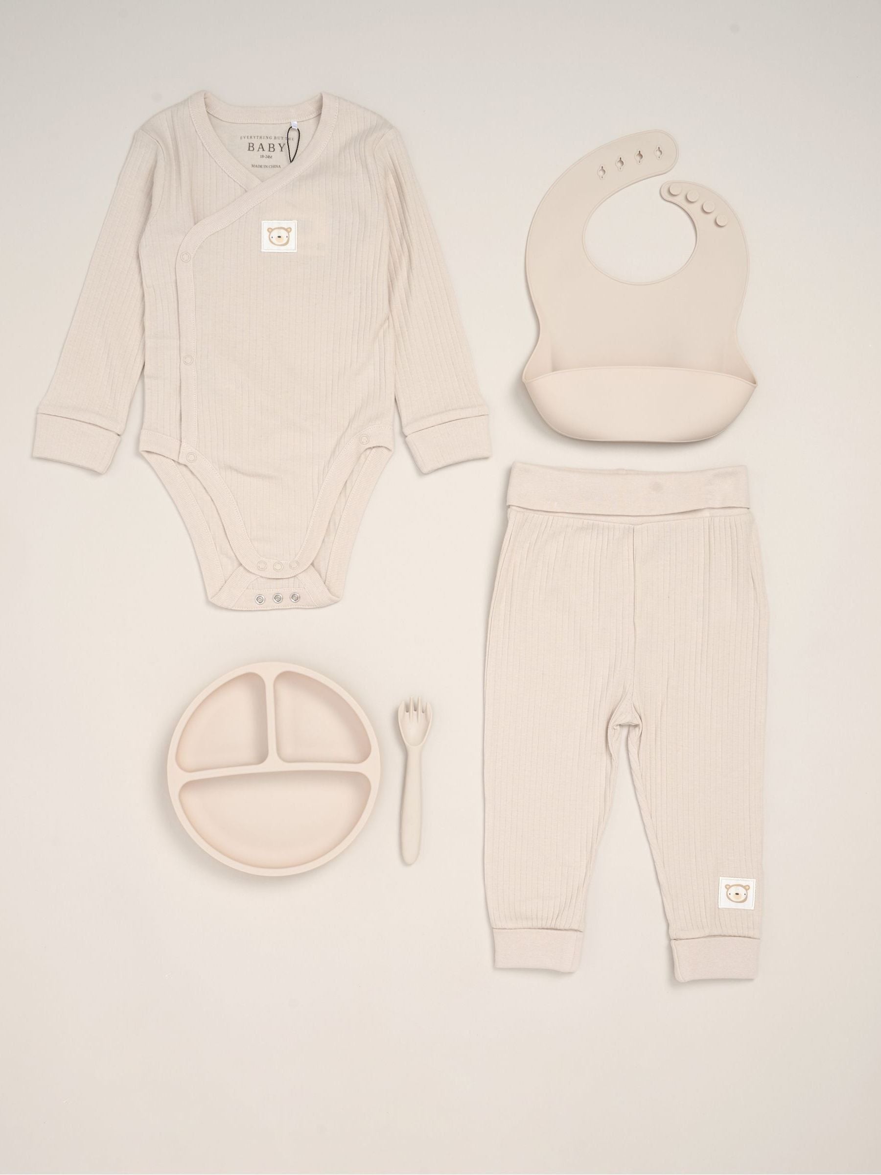 Rock-A-Bye Baby Boutique White Outfit And Feeding Gift Set 5-Piece